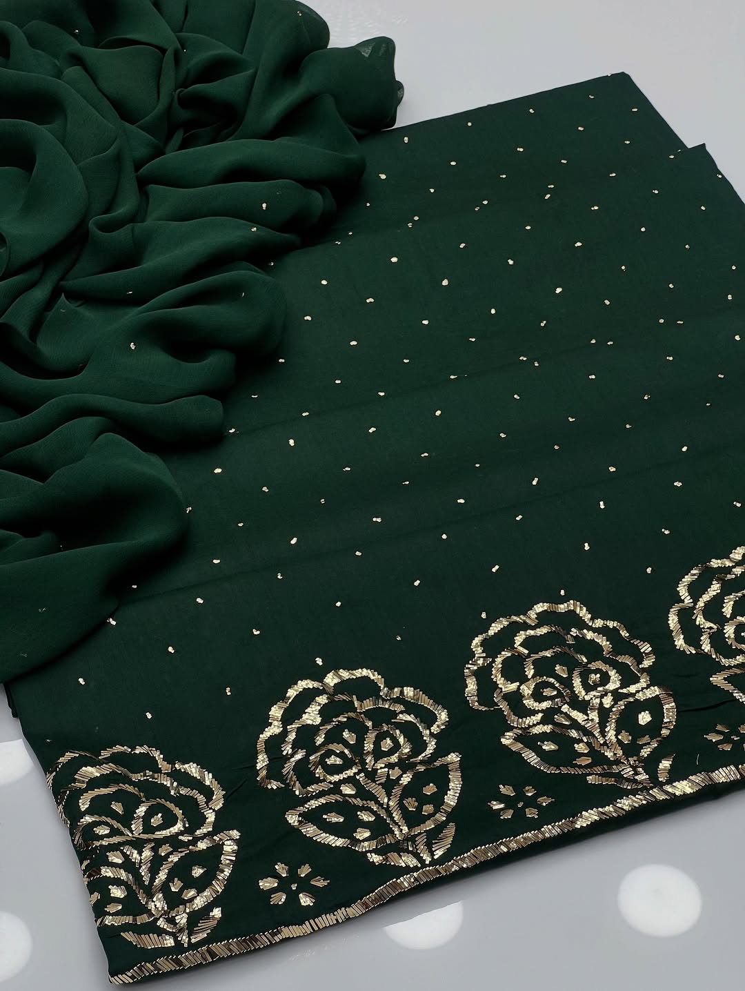 3PC Indian Mukesh Work Suit – Pure Lawn with Chiffon Dupatta