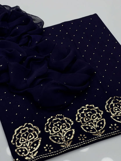 3PC Indian Mukesh Work Suit – Pure Lawn with Chiffon Dupatta