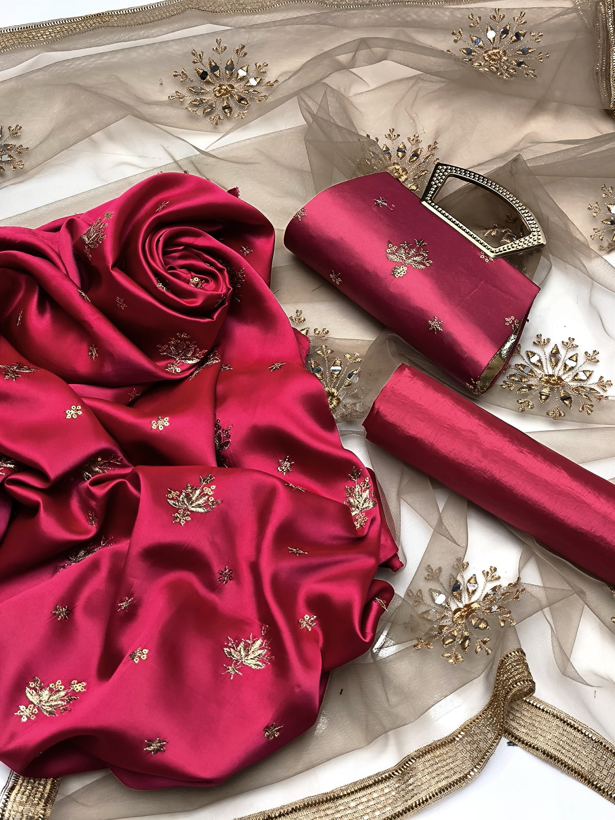 Shamoz Silk Embroidered Unstitched Dress