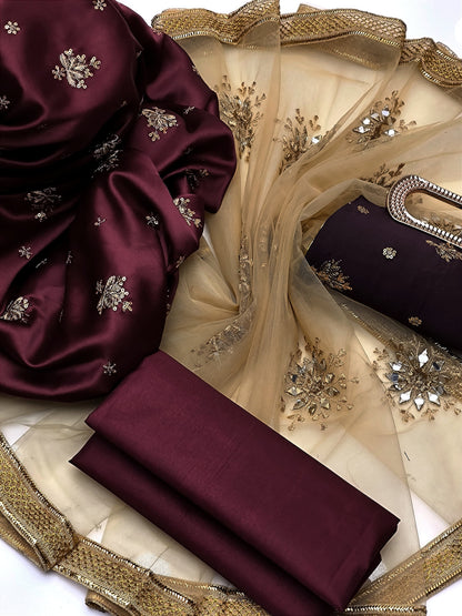 Shamoz Silk Embroidered Unstitched Dress