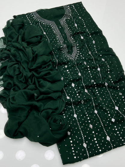 2 PCS  Soft Chiffon Dress-Handmade Mukesh Collection