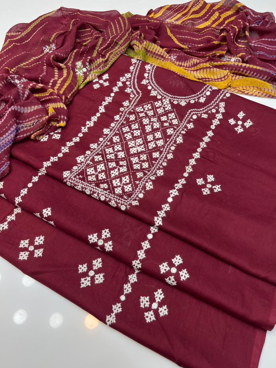 3pcs lawn Dress - Handmade Banarsi Dress