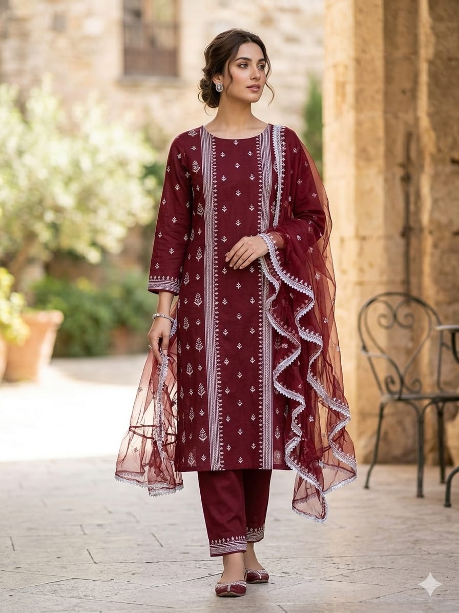 3pcs lawn Dress-Cross Stitch Dress