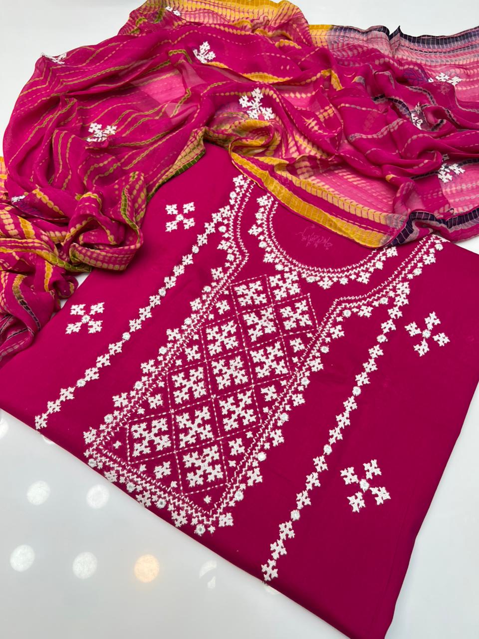 3pcs lawn Dress - Handmade Banarsi Dress