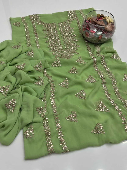 2PC Soft Chiffon Dress – Handmade LCD Gota Work