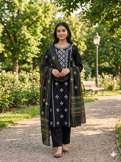 3pcs lawn Dress - Handmade Banarsi Dress