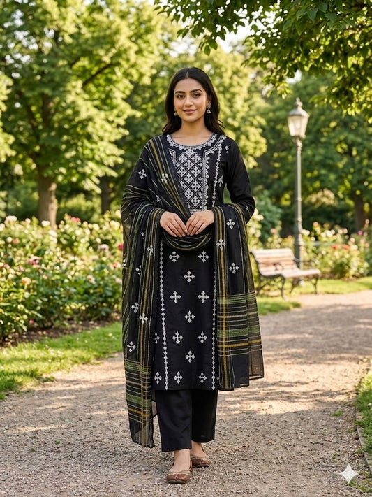 3pcs lawn Dress - Handmade Banarsi Dress