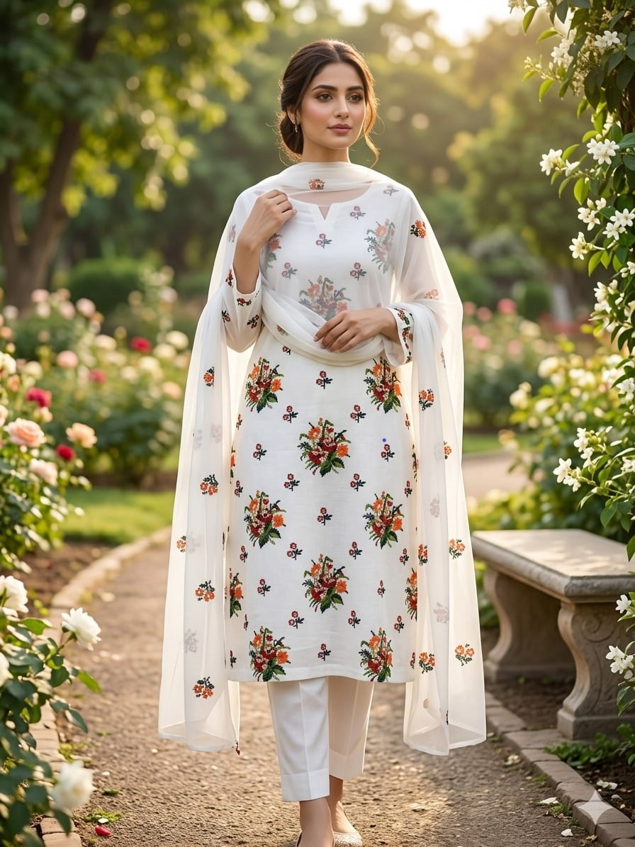 3Pcs Lawn Dress - Cross -Stitch Dress