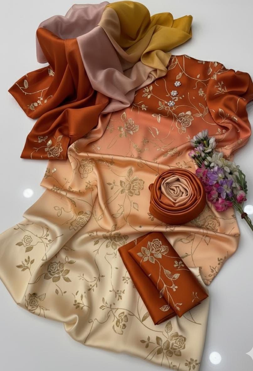 3pcs Shamoz silk Dress-Printed Collection
