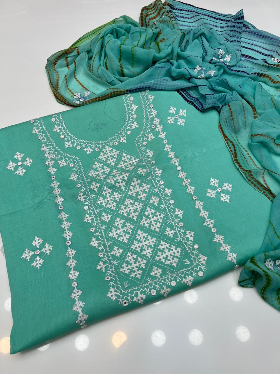 3pcs lawn Dress - Handmade Banarsi Dress