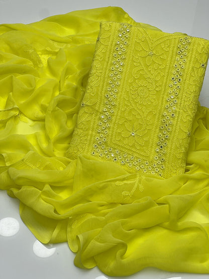 2PC Chiffon Dress – Shadow Sheesha & Chikankari Work