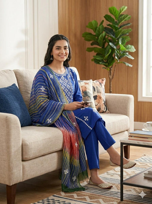3pcs lawn Dress - Handmade Banarsi Dress