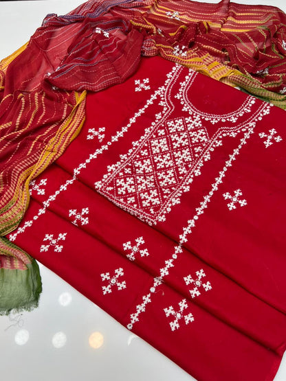 3pcs lawn Dress - Handmade Banarsi Dress