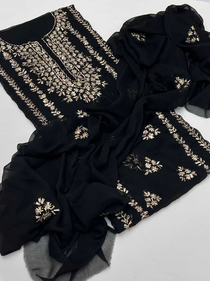 2PC Soft Chiffon Dress – Handmade LCD Gota Work