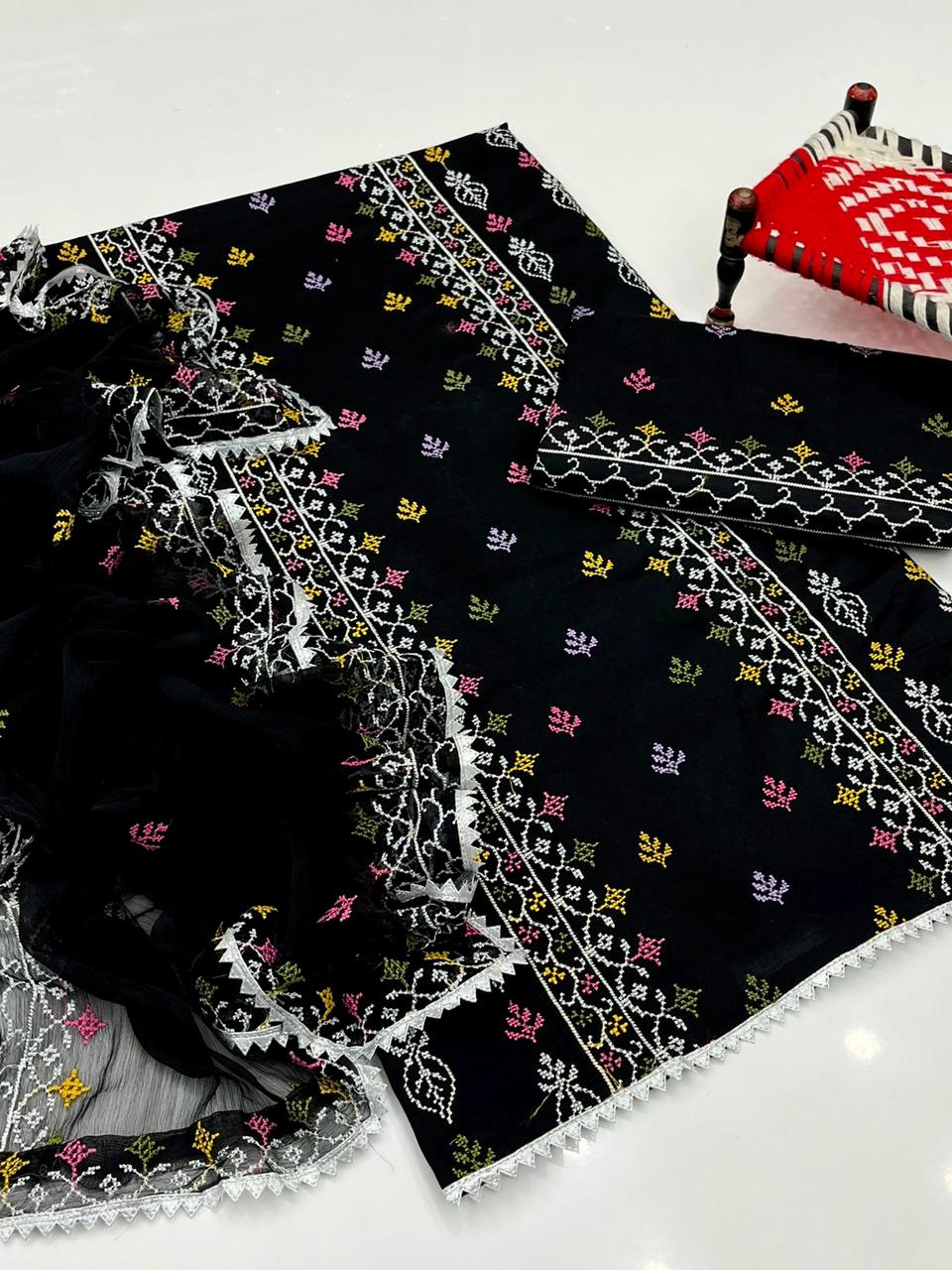 3pcs lawn Dress-Cross Stitch Dress