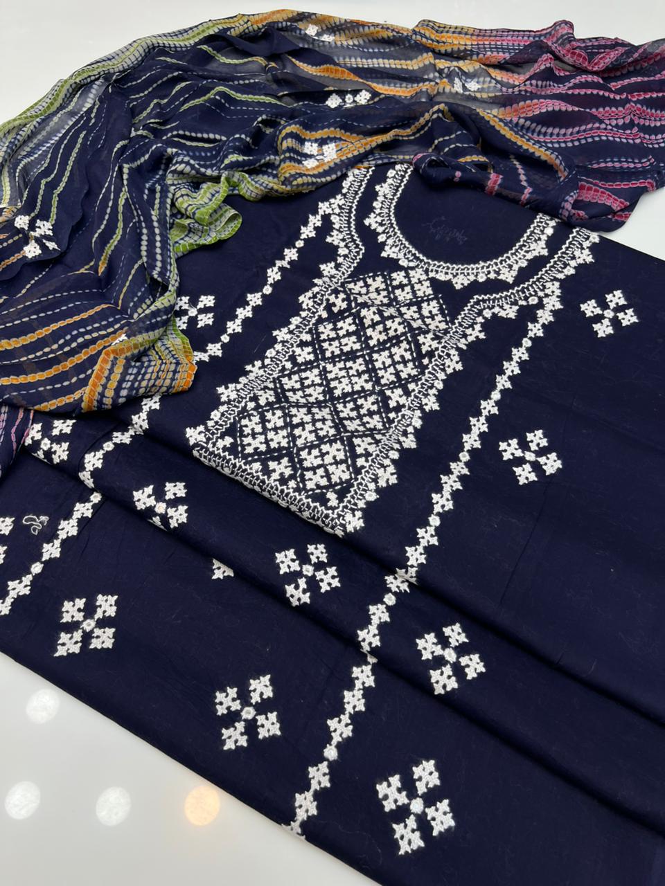 3pcs lawn Dress - Handmade Banarsi Dress