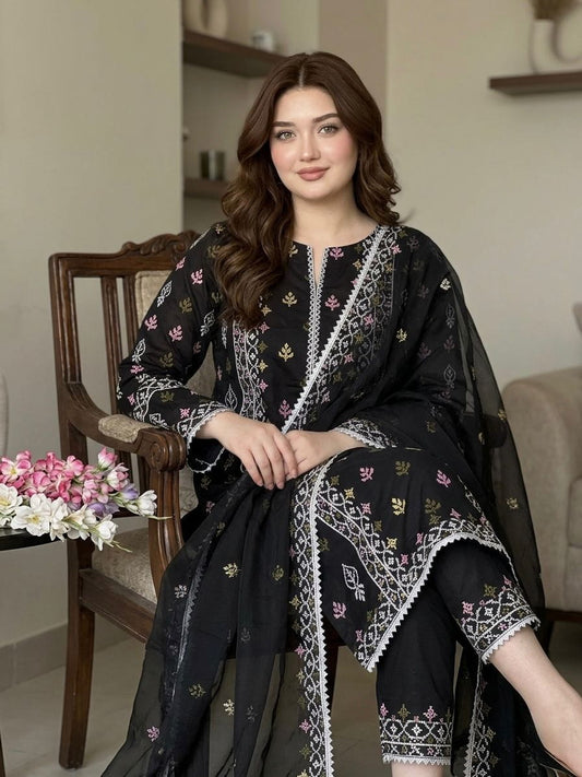 3pcs lawn Dress-Cross Stitch Dress