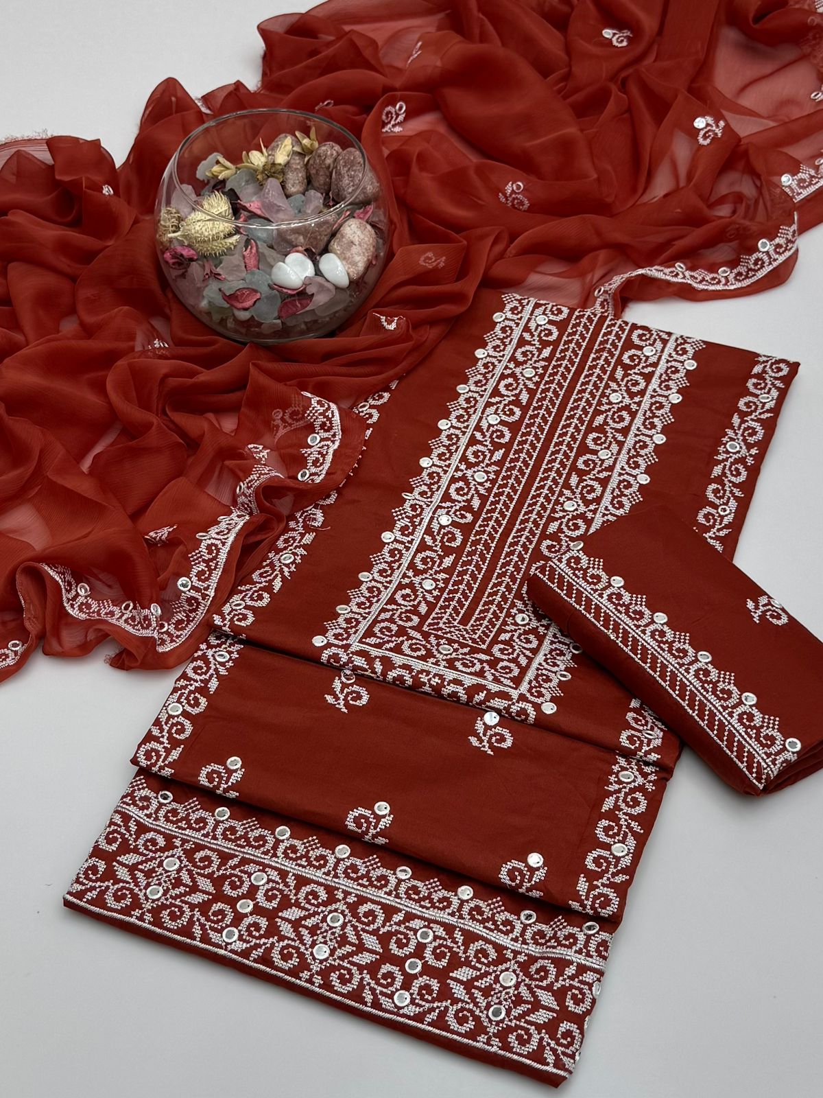 Lawn 3pcs Dress-Computer Cross Stitch 9mm Embroidery