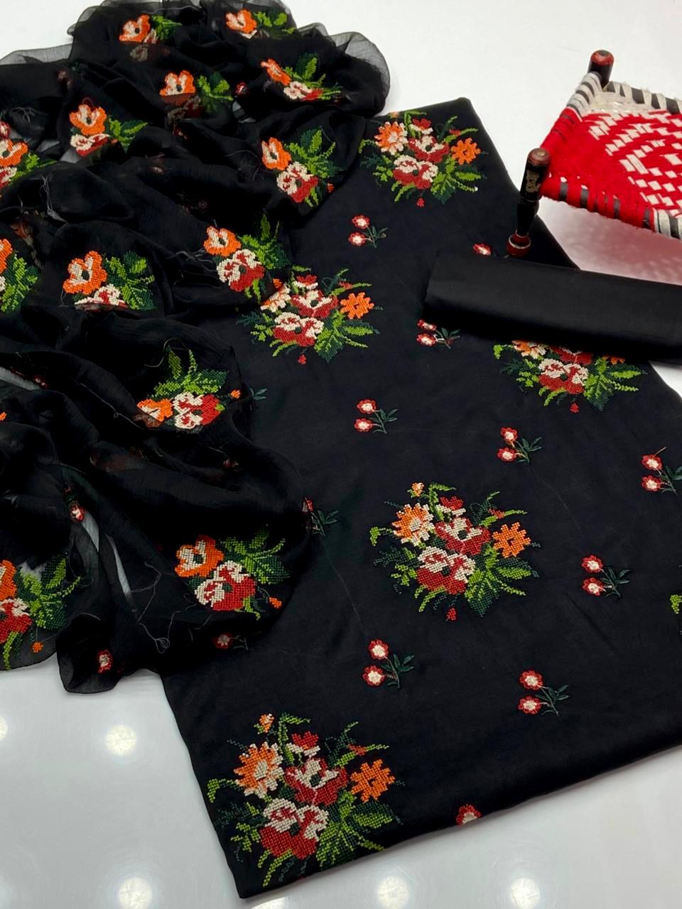 3Pcs Lawn Dress - Cross -Stitch Dress