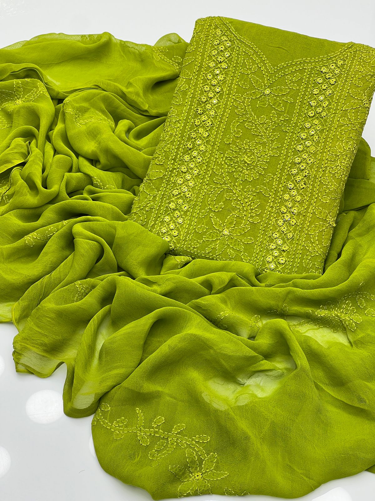 2PC Chiffon Dress – Shadow Sheesha & Chikankari Work